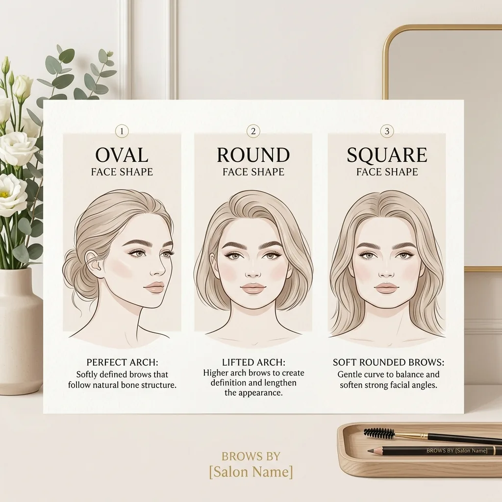 Eyebrow shapes guide for different face shapes